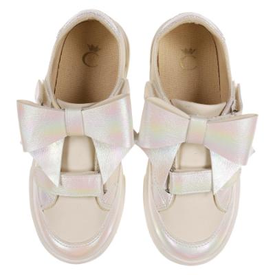 Picture of Caramelo Kids Girls Mixed Bow Trainer - Ivory