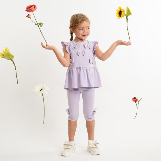 Picture of Caramelo Kids Girls Summer Bow Tunic & Legging Set - Lilac