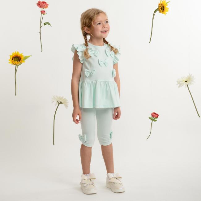 Picture of Caramelo Kids Girls Summer Bow Tunic & Legging Set - Mint