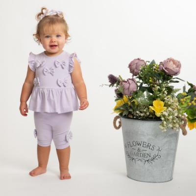 Picture of Caramelo Kids Baby Girls Summer Bow Tunic & Legging Set - Lilac