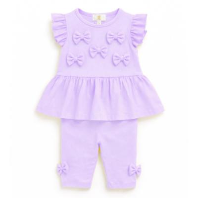 Picture of Caramelo Kids Baby Girls Summer Bow Tunic & Legging Set - Lilac