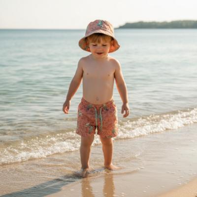 Picture of Mayoral Toddler Boys Summer Hat & Chameleon Print Swim Shorts Set X 2 - Orange Green