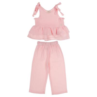 Picture of Caramelo Kids Girls Summer Neutrals Drop Top & Trouser Set X 2 - Pink