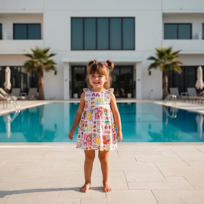 Picture of Mayoral Toddler Girls Summer Sun Dress & Panties Set X 2 - White Multi