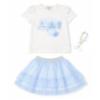 Picture of Caramelo Kids Girls Summer Perfume Top & Skirt Set With Gift - Sky Blue