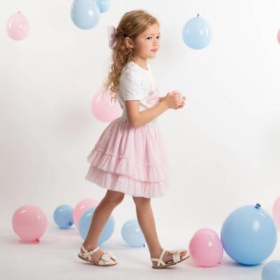 Picture of Caramelo Kids Girls Satin Bow Sandal - Ivory