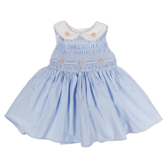 Picture of Beau KiD Girls Summer Smocked Bodice Sleeveless Dress - Sky Blue