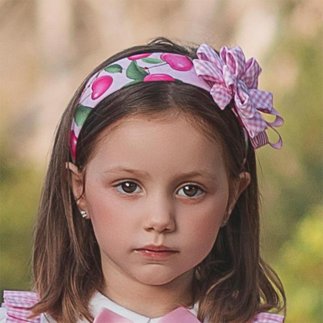 Picture of Rochy Girls Summer Cherry Gingham Headband - Pink Fuschia