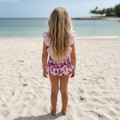 Picture of Rochy Summer Girls Cherry Gingham Ruffle Swimsuit - Pink Fuschia