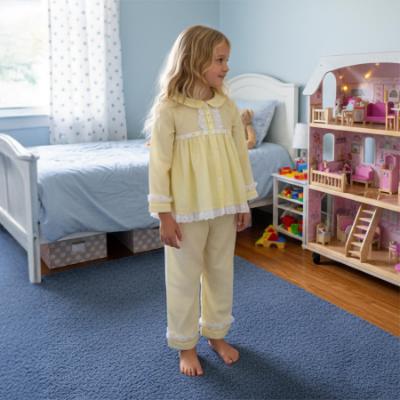 Picture of Beau KiD Girls Lace Trimmed Pyjamas Set X 2 - Lemon White