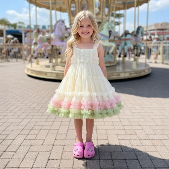 Picture of Beau KiD Girls Tulle Tutu Dress - Cream Multi