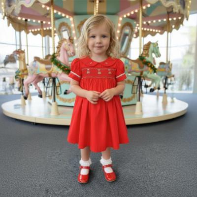 Picture of Beau KiD Girls Summer Smocked Bodice Puff Sleeve Dress - Red