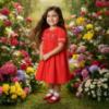 Picture of Beau KiD Girls Summer Smocked Bodice Puff Sleeve Dress - Red