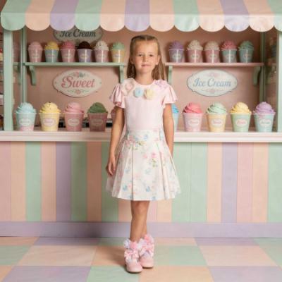 Picture of Beau KiD Girls Floral Skirt & Applique Top Set x 2 - Pink Multi