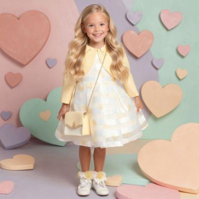 Picture of Beau KiD Girls Heart Print Dress Jacket & Bag Set x 3 - White Lemon
