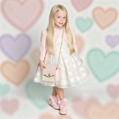 Picture of Beau KiD Girls Heart Print Dress Jacket & Bag Set x 3 - White Pink