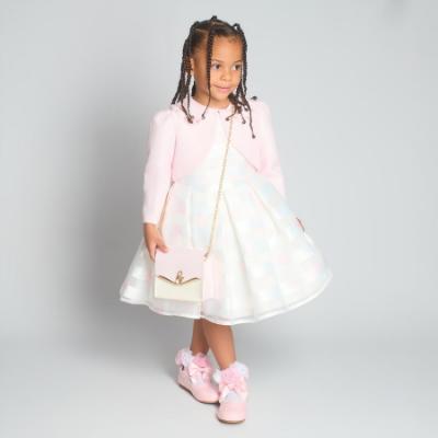 Picture of Beau KiD Girls Heart Print Dress Jacket & Bag Set x 3 - White Pink