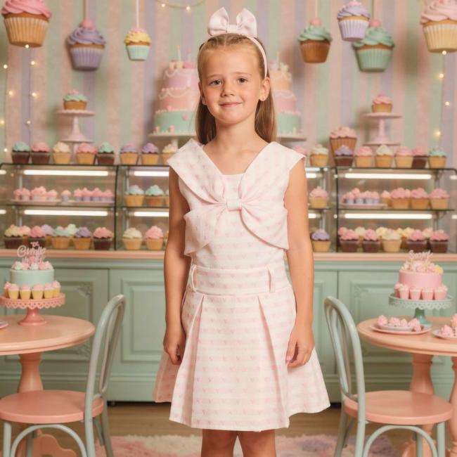 Picture of Beau KiD Girls Heart Print Skirt Top & Headband Set x 3 - Pink