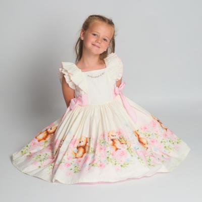 Picture of Beau KiD Girls Summer Ruffle Sleeve Teddy Dress - White Pink Multi