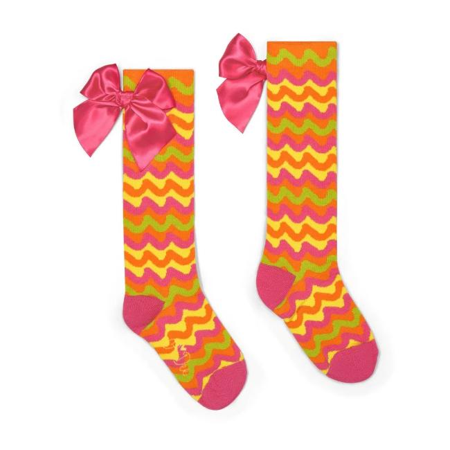 Picture of A Dee Tutti Frutti Trudy Zig Zag Print Knee High Socks - Bright Pink