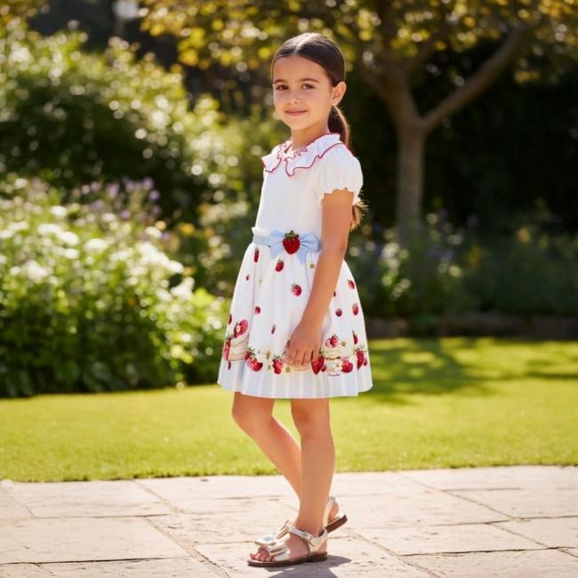 Picture of Monnalisa Bebe Girls Disney Pooh Bear Dress - Ivory Red