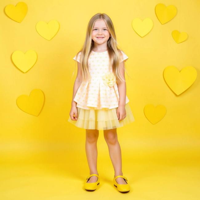 Picture of Beau KiD Girls Summer AOP Heart Print Dress & Headband Set X 2  - Lemon