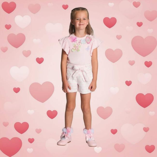Picture of Beau KiD Girls Heart Print Shorts & Ruffle Top Set x 2 - Pink