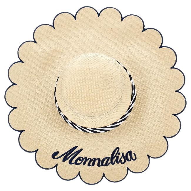 Picture of Monnalisa Girls Floppy Sun Hat - Natural Navy Blue