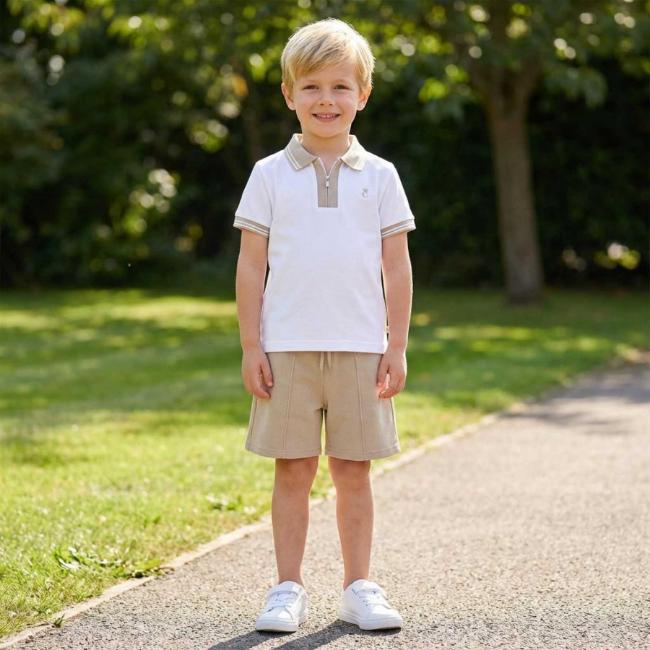 Picture of Caramelo Kids Boys Summer Pique Polo Short Set X 2 - Mink Beige