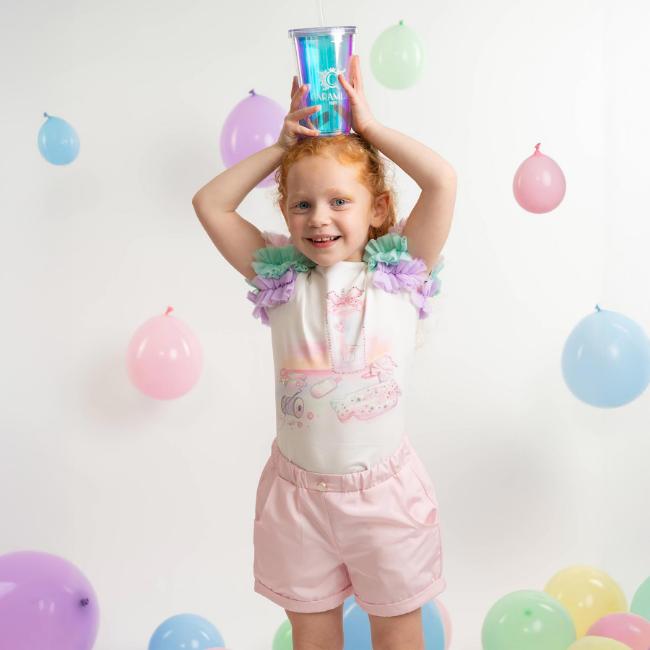 Picture of Caramelo Kids Girls Summer Crafty Graphic Shorts Set  With Gift - Rainbow