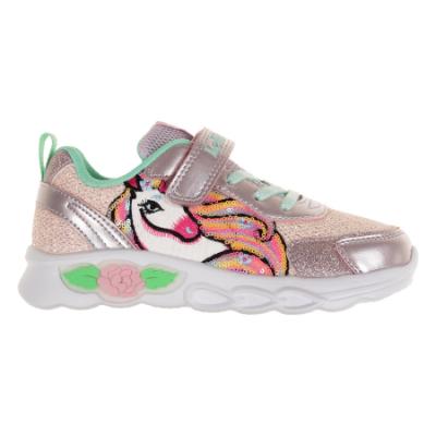 Picture of Lelli Kelly Maggie Unicorn Easy On Light Up Trainer - Rosa Pink Green