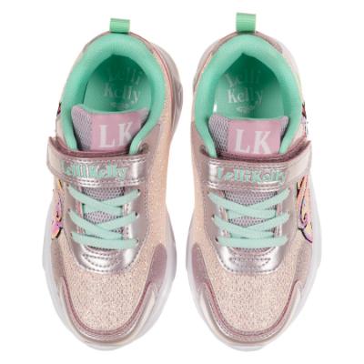 Picture of Lelli Kelly Maggie Unicorn Easy On Light Up Trainer - Rosa Pink Green
