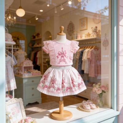 Picture of Giorgio Bambini Girls Eiffel Bow Top Skirt & Hairband Set X 3 - Pink