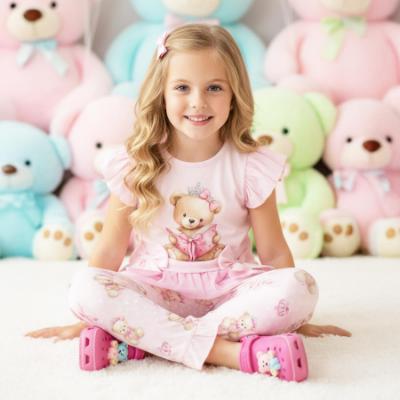 Picture of Giorgio Bambini Girls Bear Tunic Leggings & Hairband Set X 3 - Pink