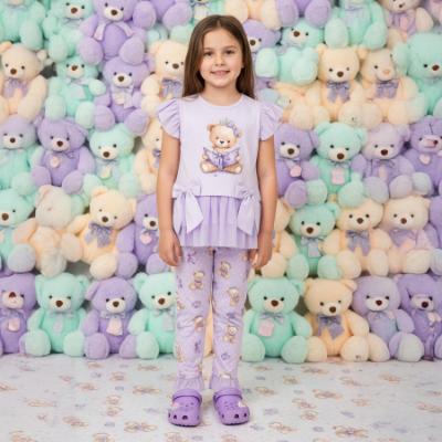 Picture of Giorgio Bambini Girls Bear Tunic Leggings & Hairband Set X 3 - Lilac