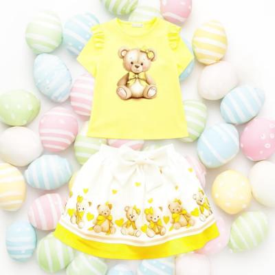 Picture of Giorgio Bambini Girls Bear Top Skirt & Hairband Set X 3 - Lemon White