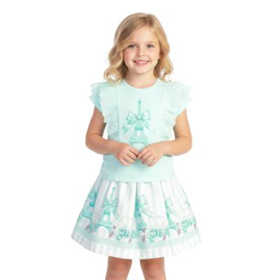 Picture of Giorgio Bambini Girls Eiffel Bow Top Skirt & Hairband Set X 3 - Mint