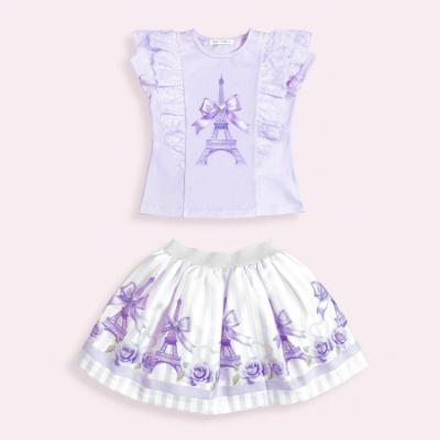 Picture of Giorgio Bambini Girls Eiffel Bow Top Skirt & Hairband Set X 3 - Lilac
