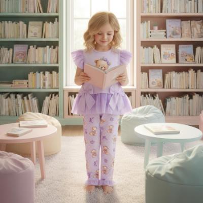 Picture of Giorgio Bambini Girls Bear Tunic Leggings & Hairband Set X 3 - Lilac