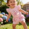 Picture of Giorgio Bambini Girls Cupcake Top Ruffle Shorts & Hairband Set X 3 - Pink