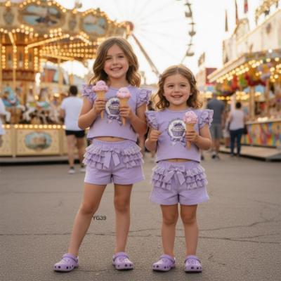 Picture of Giorgio Bambini Girls Cupcake Top Ruffle Shorts & Hairband Set X 3 - Lilac