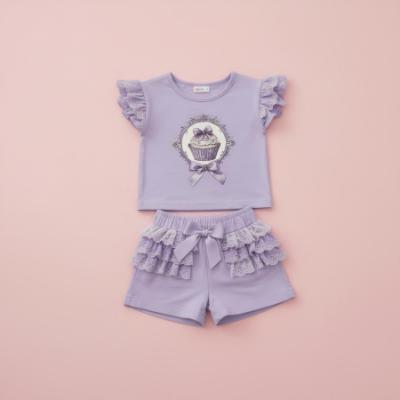 Picture of Giorgio Bambini Girls Cupcake Top Ruffle Shorts & Hairband Set X 3 - Lilac