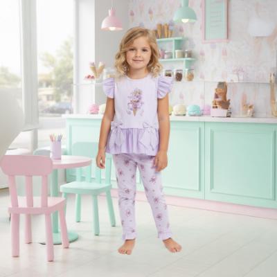 Picture of Giorgio Bambini Girls Diamante Ice Cream Tunic Leggings & Hairband Set X 3 - Lilac