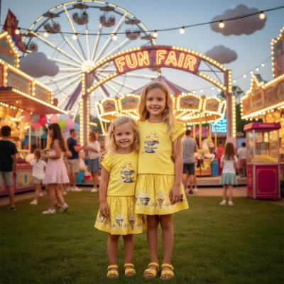 Picture of Giorgio Bambini Girls Diamante Cup Cake Top Skirt & Hairband Set X 3 - Lemon