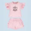 Picture of Giorgio Bambini Girls Teddy Carousel Top Ruffle Shorts & Hairband Set X 3 - Pink