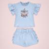 Picture of Giorgio Bambini Girls Teddy Carousel Top Ruffle Shorts & Hairband Set X 3 - Blue