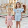 Picture of Giorgio Bambini Girls Teddy Carousel Top Ruffle Shorts & Hairband Set X 3 - Blue