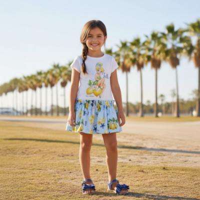 Picture of PRE ORDER Monnalisa Girls Tinkerbell Drop Waist Dress - White Yellow