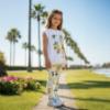 Picture of PRE ORDER Monnalisa Girls Tinkerbell Tunic & Legging Set X 2 - White Yellow