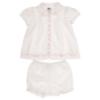 Picture of Sarah Louise Baby Girls Embroidered Puff Sleeve Jam Pant Set X 2 - White Pink
